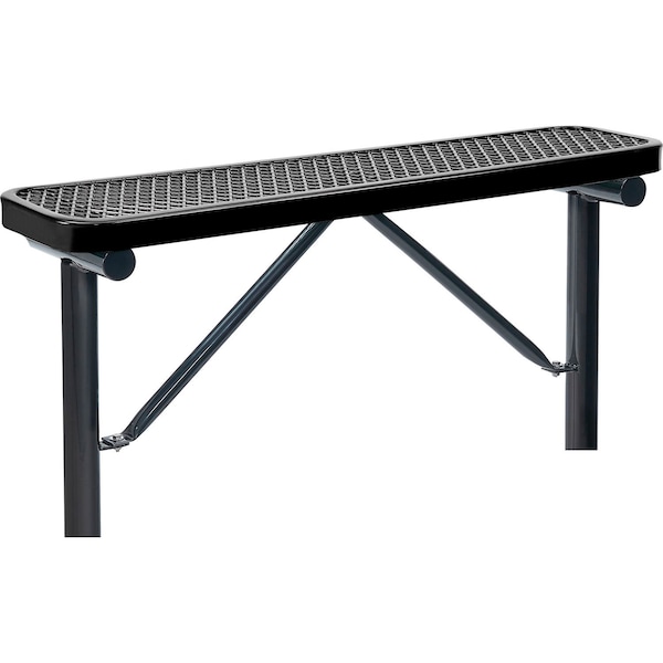 Global Industrial 4ft Outdoor Steel Flat Bench, Expanded Metal, In Ground Mount, Black 695741IBK - main